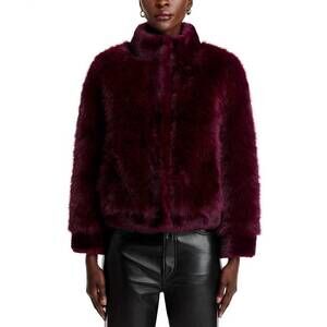 NEW ADRIENNE LANDAU devon faux fur jacket in purple